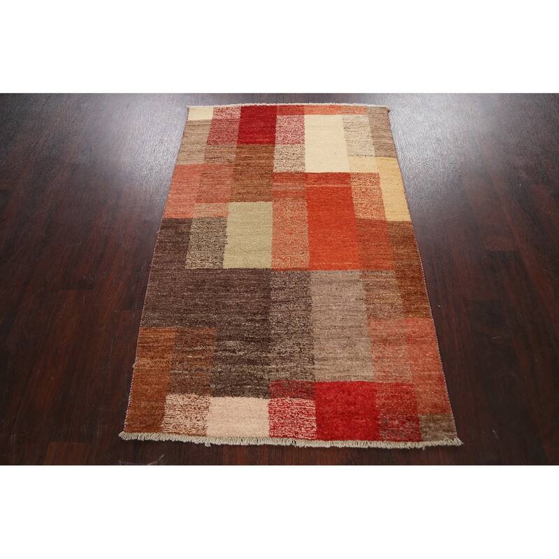 Modern Gabbeh Kashkoli Oriental Area Rug Wool Hand-knotted Carpet - 3'0" x 4'7"