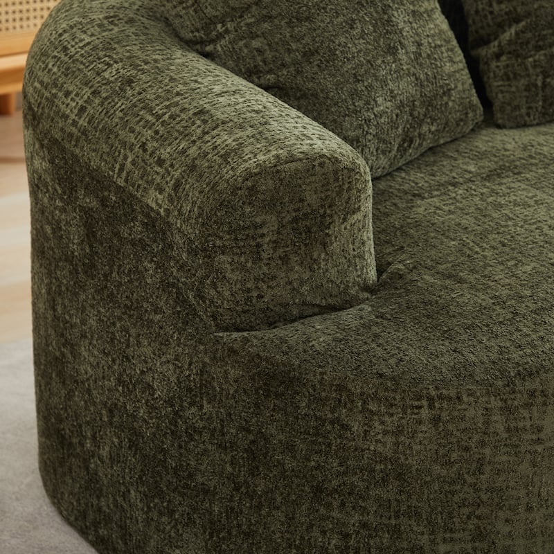 63.2" Modern Small Loveseat Sofa, Chenille Boneless Couch, Deep Seat Sofa with 3 Pillows