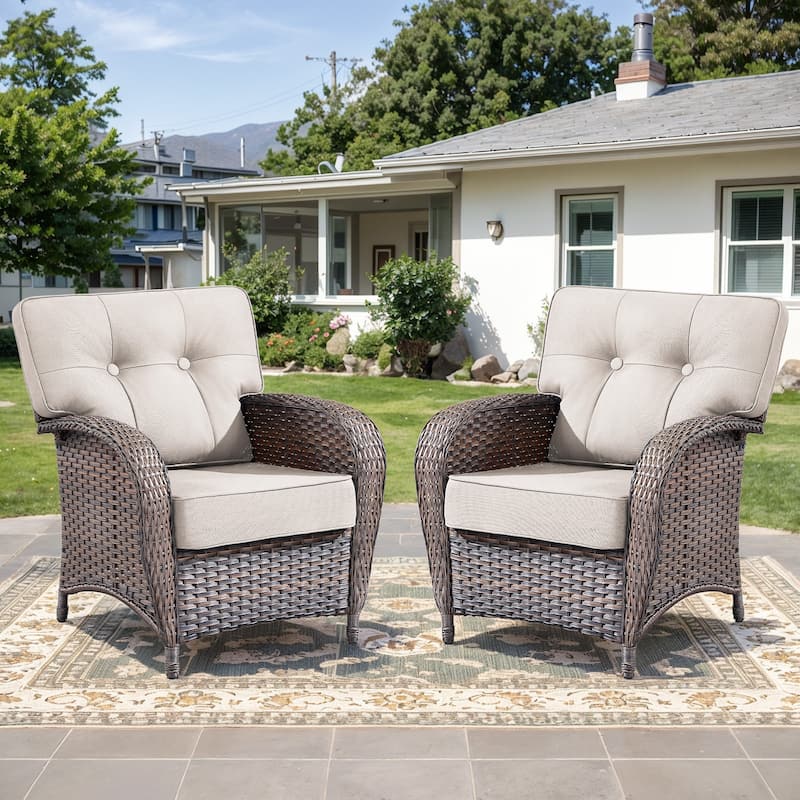 Gymojoy Wide T-Shaped High Back Outdoor Chairs Set with 5-inch Cushion for Patio & Balcony