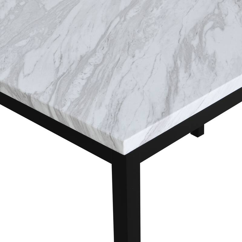 5-Piece Dining Set with Faux Marble Table & 4 Faux Leather Chairs