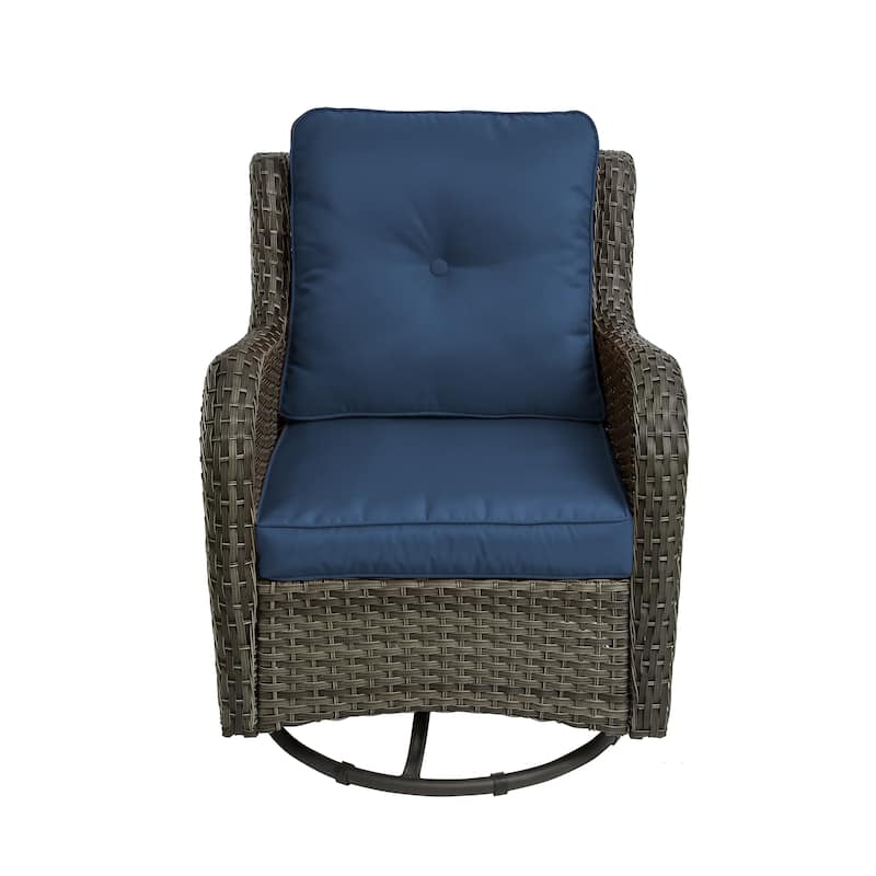 Outdoor Patio Woven Rattan Swivel Rocking Chair with Cushions