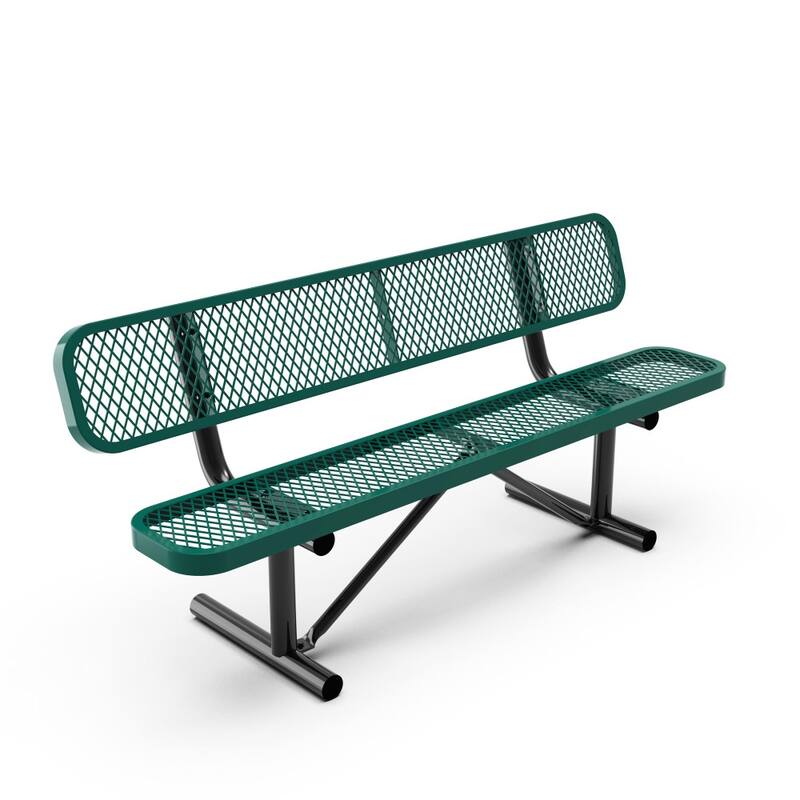 Commercial Grade Expanded Mesh Metal Outdoor Bench with Anchors