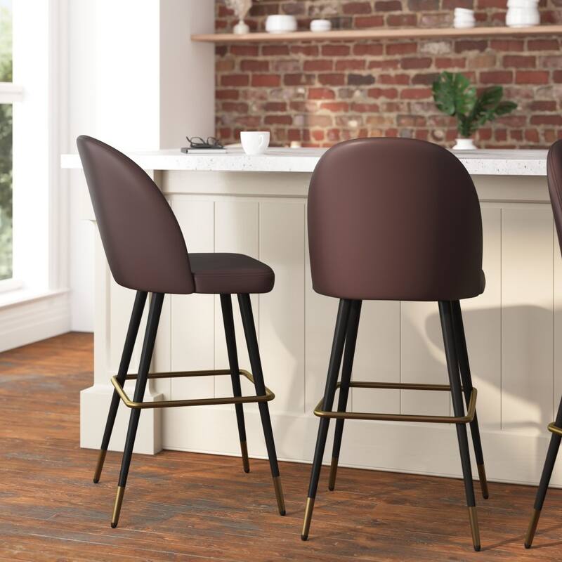 Set of 2 Upholstered Counter Stools with Steel Frames