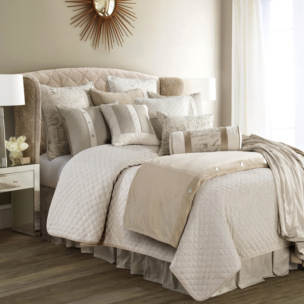 HiEnd Accents Fairfield Herringbone Linen Coverlet Set, 4PC