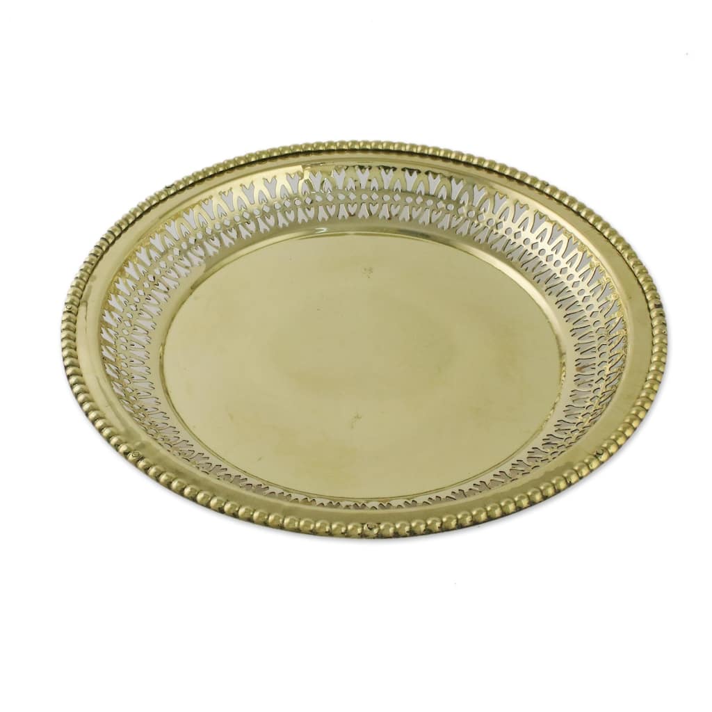 Novica Handmade Architectural Inspiration Brass Decorative Tray