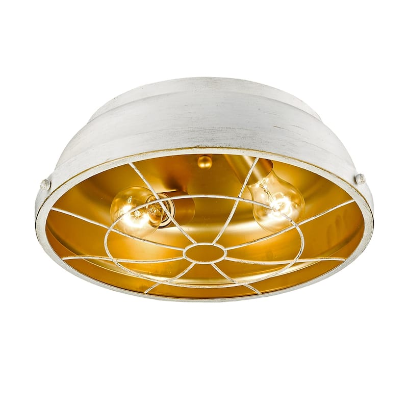Golden Lighting Bartlett 2-light Flush Mount in French White