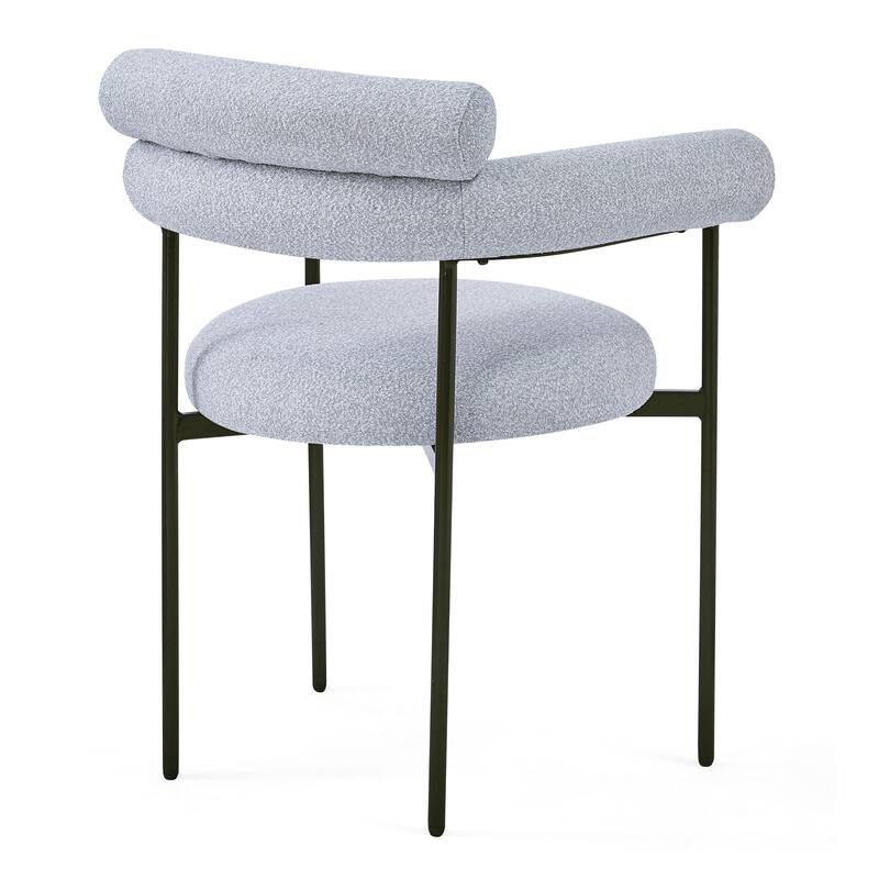Grey Set of 2 Upholstered Armchair Dining Chairs Barrel Chair