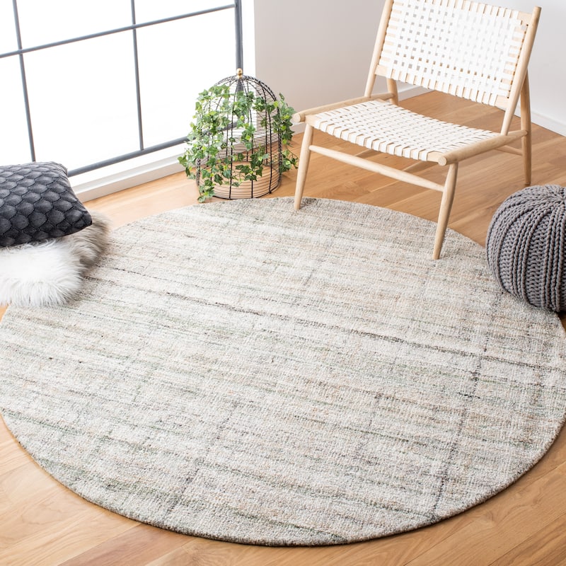 SAFAVIEH Handmade Abstract Dominika Modern Stripe Rug - 6' Round - Green/Sage