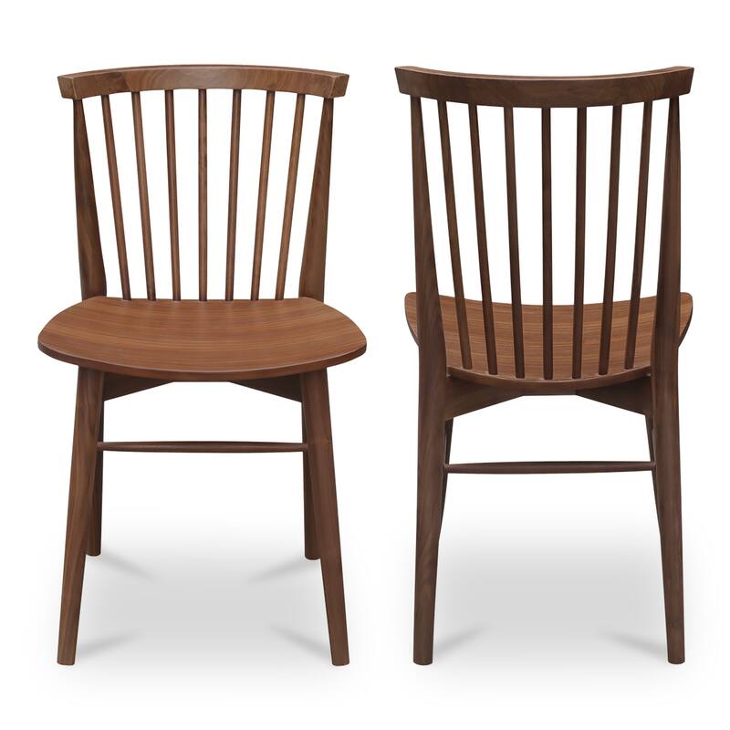 NADAAL STUDIOS Briar Dining Chair, Spindle Back, Solid Walnut Frame, Walnut Finish - Set of 2