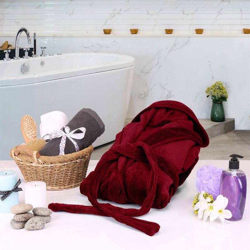 Women's Fleece Hooded Bathrobe Plush