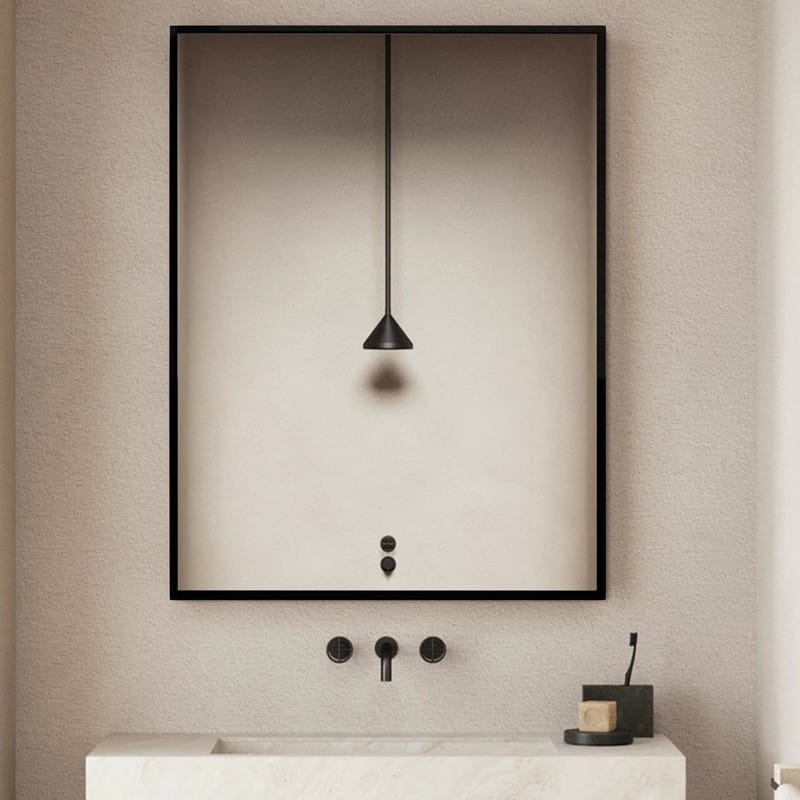 Venta Modern Black Framed Wall Mirror with Dual Mounting Brackets