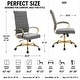 preview thumbnail 73 of 98, Benmar Ribbed Leather Executive High Back Office Chair with Gold Frame, Swivel, Tilt, Lumbar Support