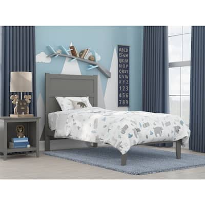 Twin Bed Grey Southwestern Style Platform Bed Modern Wood Panel Bedroom Furniture