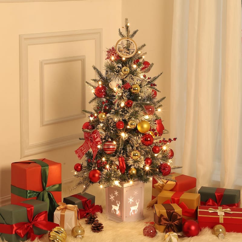 2pcs 3 FT Christmas Tree, Pre-Lit Christmas Tree with 78 LED Lights, Battery-Powered，Artificial Christmas Tree - 21.7x21.7x36in