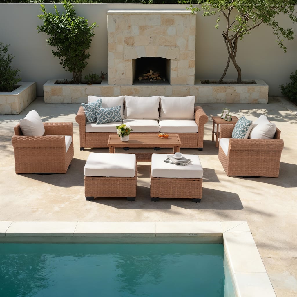 7-Piece Outdoor Conversation Set with Swivel Chairs