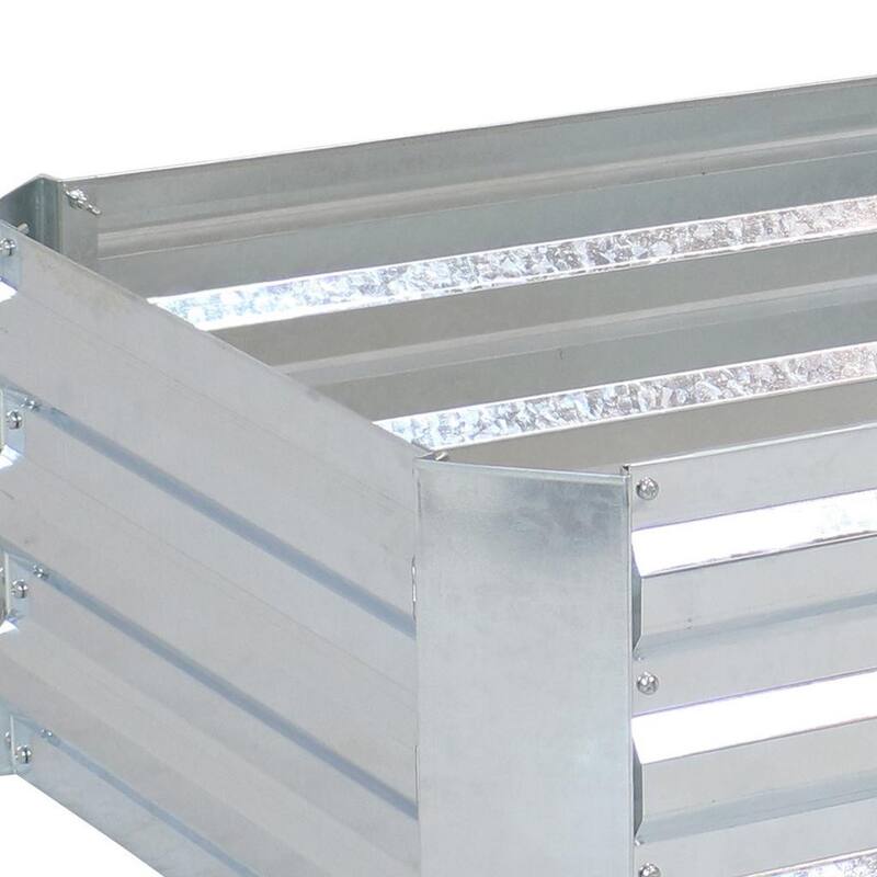 HomeRoots 12" X 48" Silver Metal Rectangular Raised Garden Bed