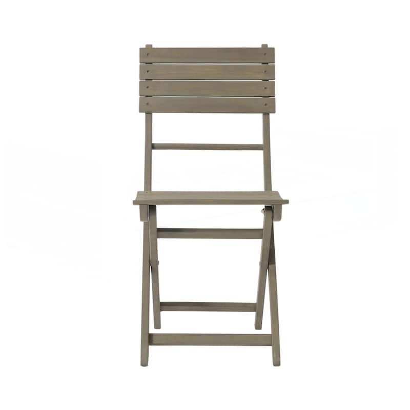 Outdoor 3pc Half-Round Folding Acacia Wood Bistro Set