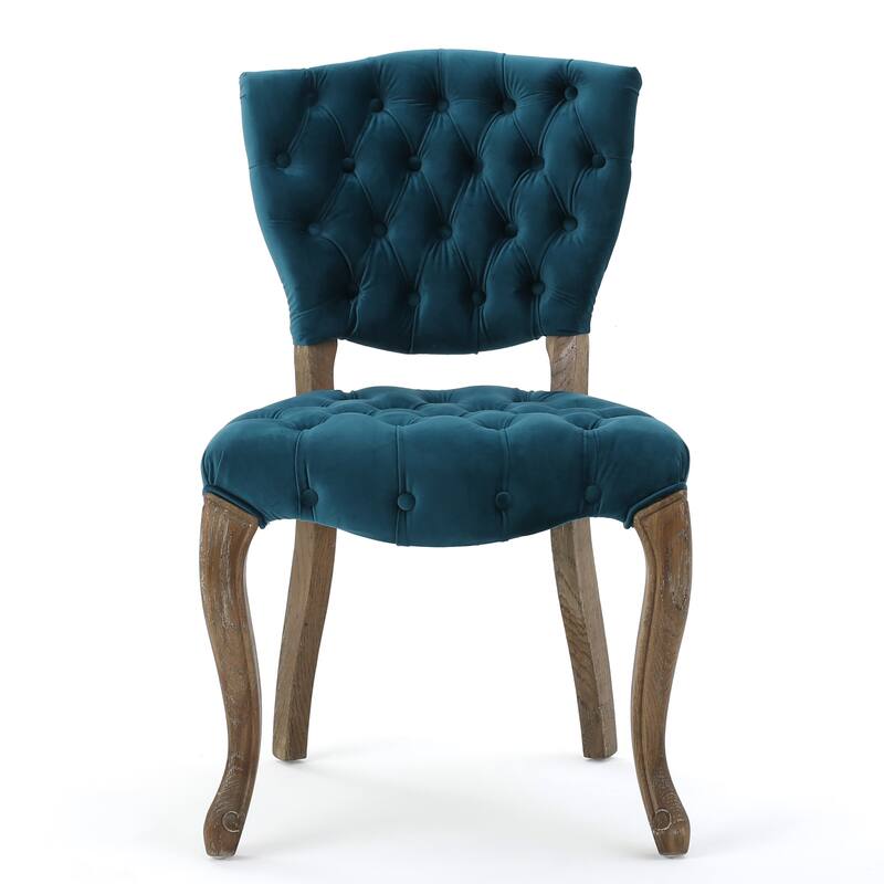 Velvet Dining Chairs Set of 2, Kitchen Side Chairs, Tufted Dining Room Chairs with Padded Seat and Wood Legs for Living Room