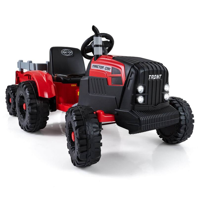 Costway 24V Ride On Tractor for Kids with Detachable Trailer Remote - See Details - Red