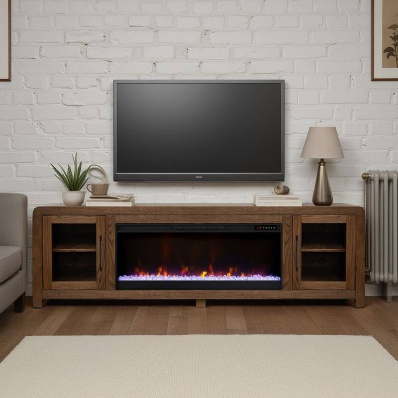 Bridgevine Home Haven 82 inch Fireplace TV Stand, for TVs up to 90 inches, Minimal Assembly