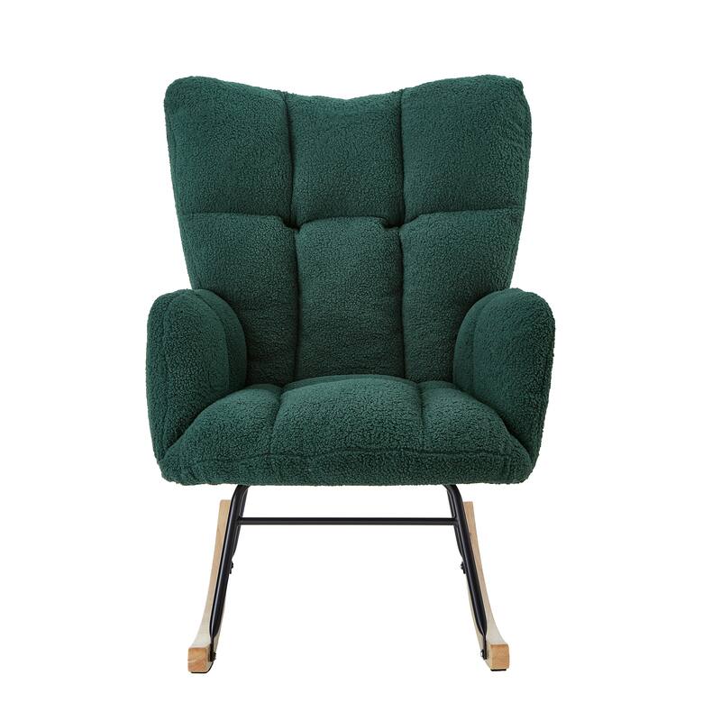 Roomfitters Modern Rocking Chair, Comfortable Nursery Glider with Solid Wood Base for Living Room Bedroom