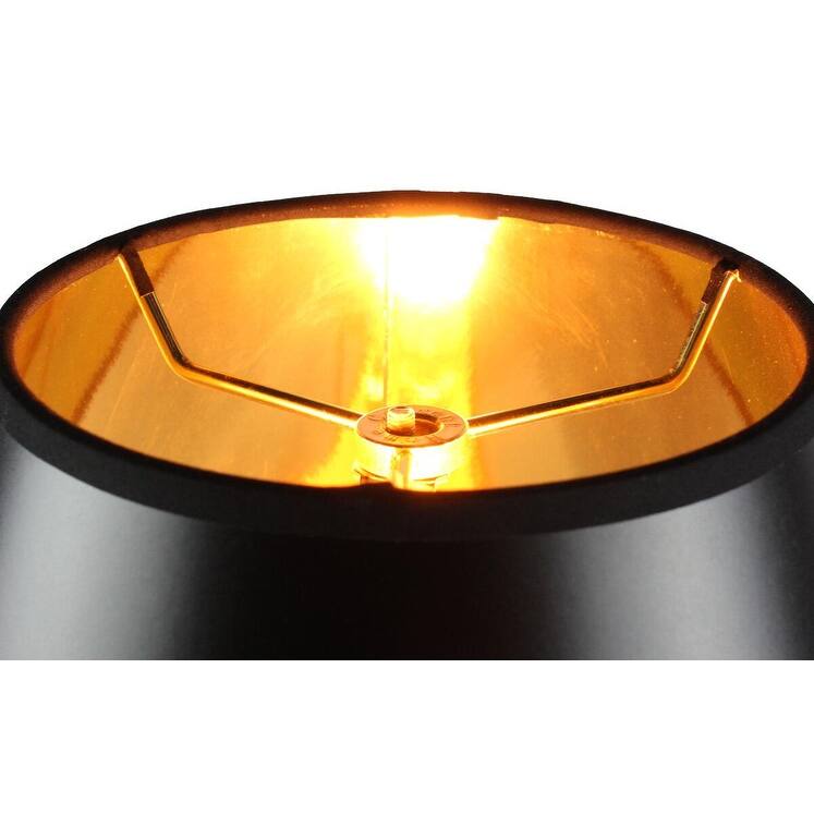 7x14x11 Bold Black with True Gold Lining Hard Back Empire Lampshade