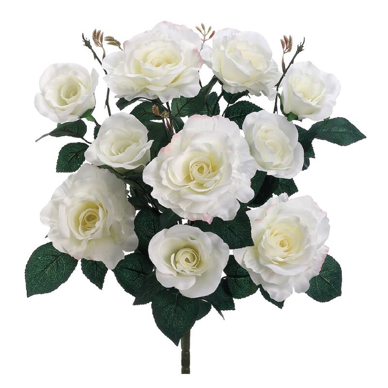 Artificial Rose Bush Spray - 18" - White