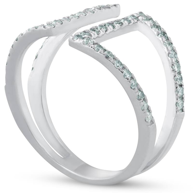 1/2ct Diamond Ring Open Fashion Right Hand Split Band White Gold