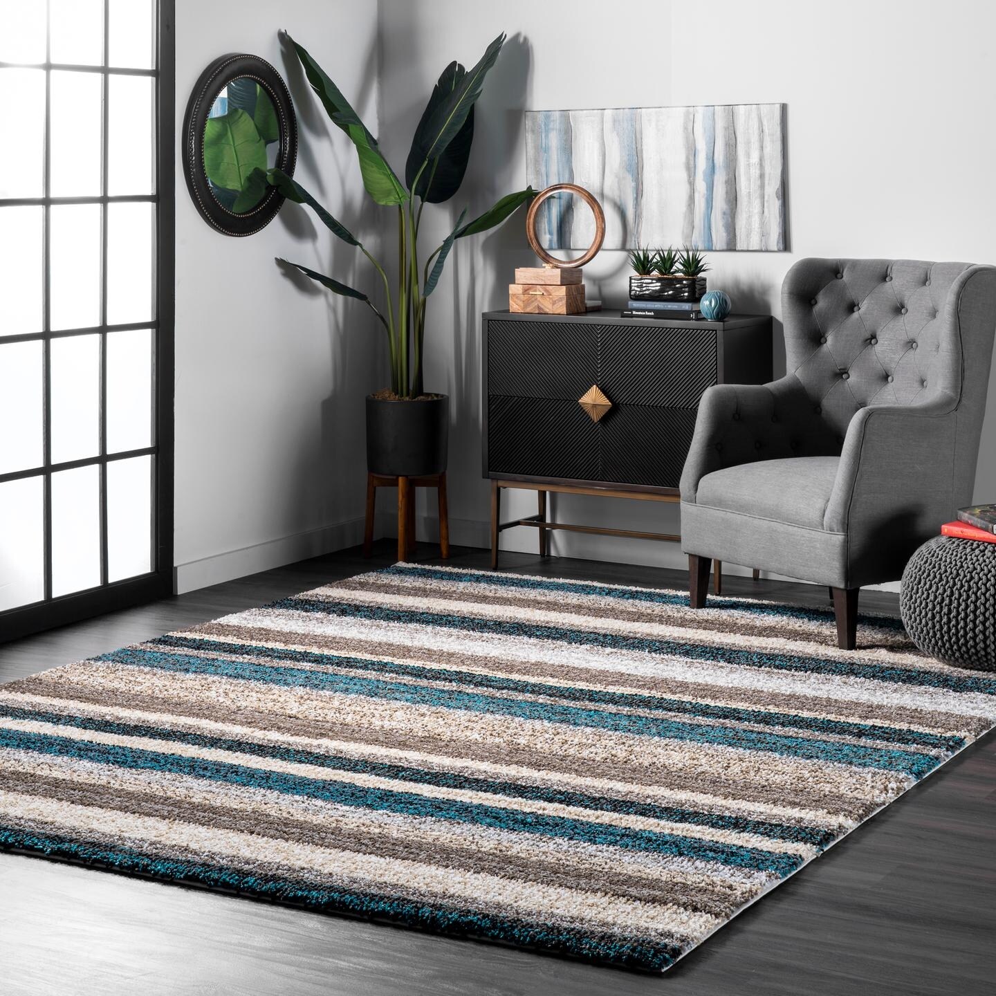 Shop Strick Bolton Lawrie Handmade Striped Plush Shag Rug On