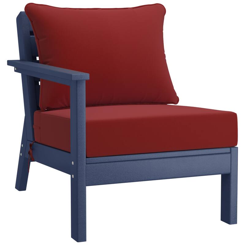 Birchwood All Weather HDPE Outdoor Patio Navy Blue Deep Seating Conversation Set (6-Piece Set)