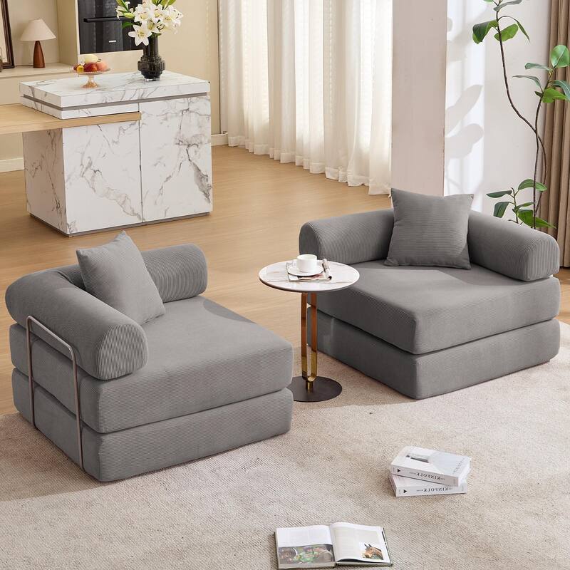 Modular Couch Sofa Bed, Convertible Design with Removable Armrests,Folding Mattress Couch for Small Spaces ,No Assembly