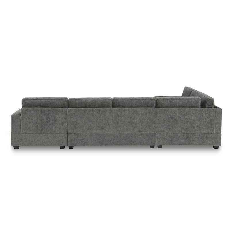 Roomfitters 119" U Shaped Sectional Sofa, 6 Seat Chenille Corner Couch with Deep Wide Seat and Chaise Lounge
