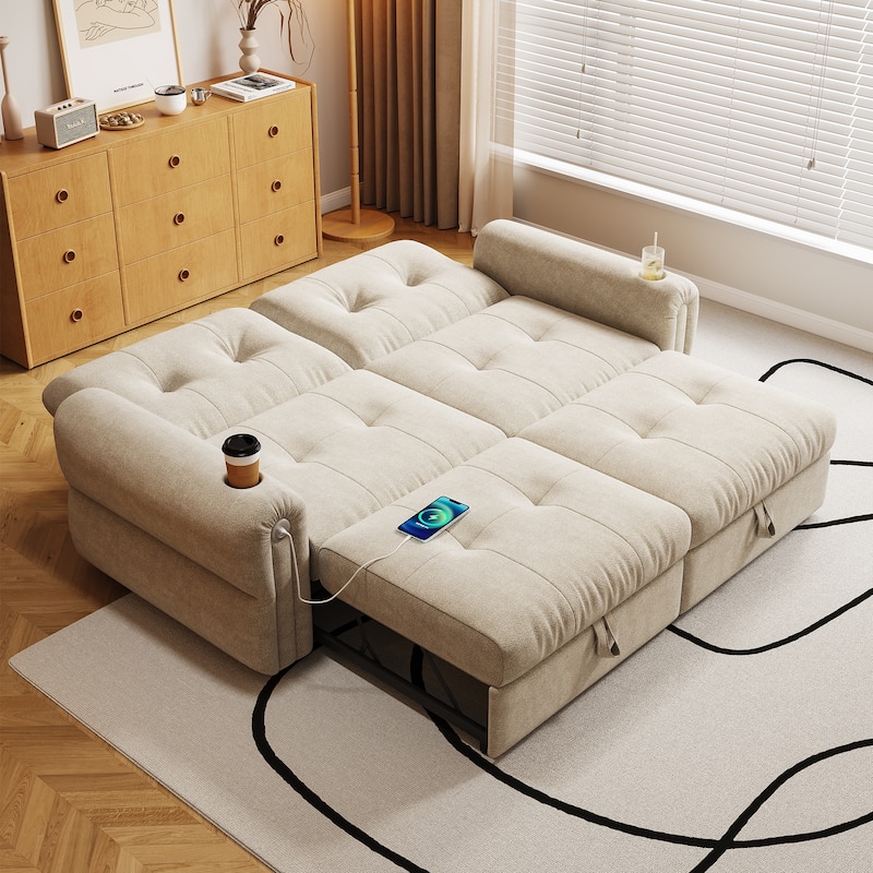 GDFStudio - Chenille Convertible 2-Seater 74" Sofa Bed