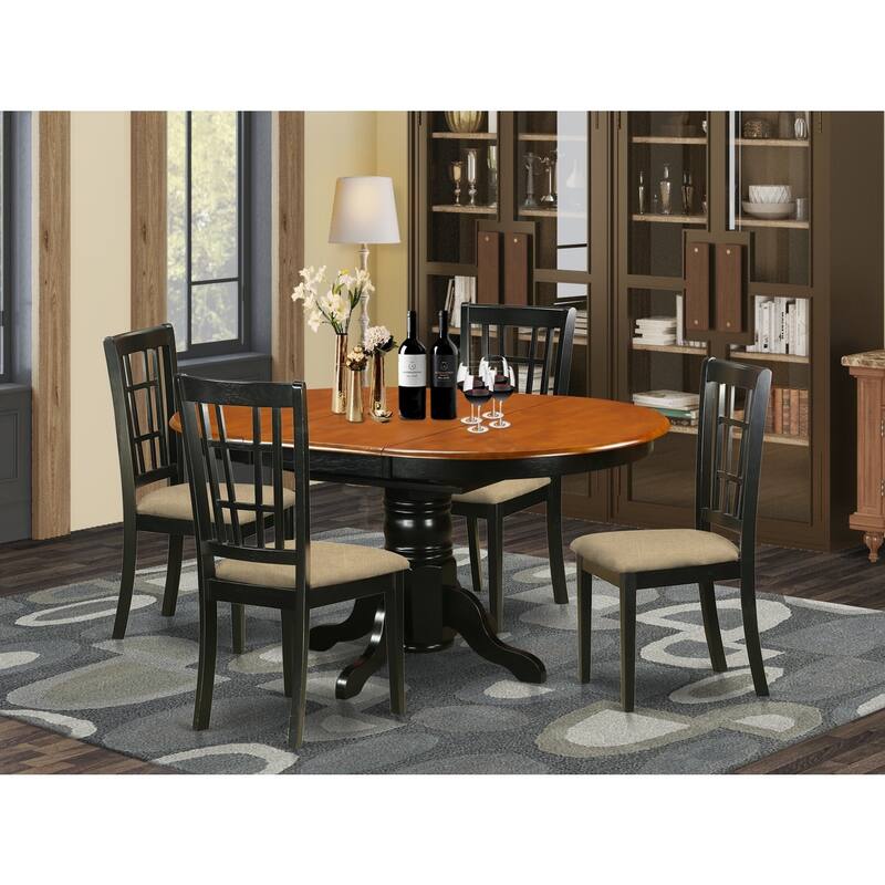 Modern Dining Table Set 5 Piece - Minimalist Kitchen Table & Chair Set - Rubber Wood Dining Room Furniture
