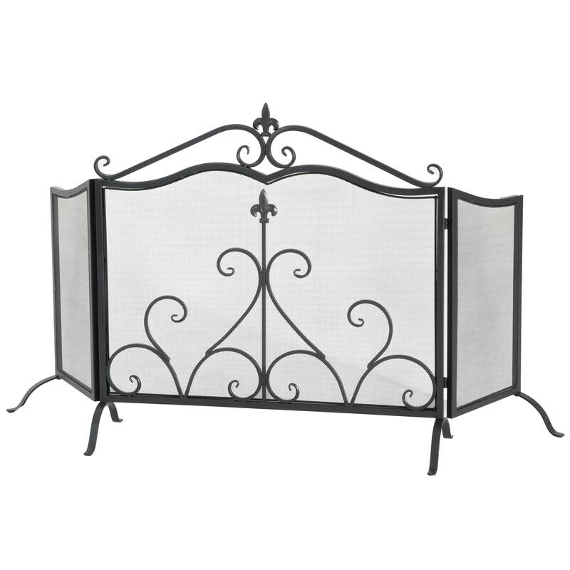 Christopher Knight Home - Onyx Traditional Iron Fireplace Screen with 3-Panel Folding Design - 54" W x 31.5" H