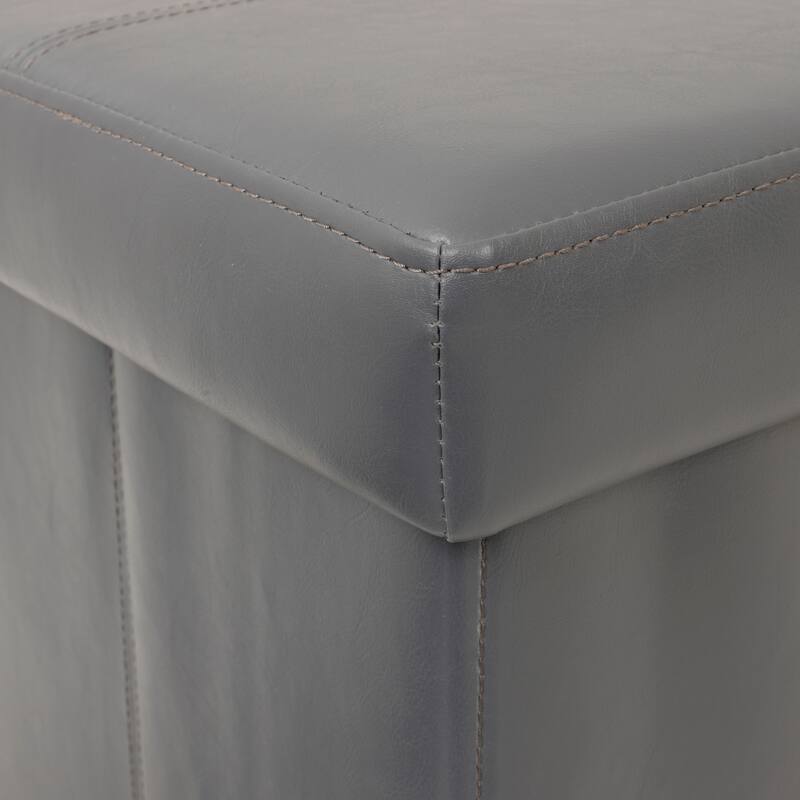 American Furniture Classics Model Foldable Tufted Storage Bench - Gunmetal Gray - Grey - Medium