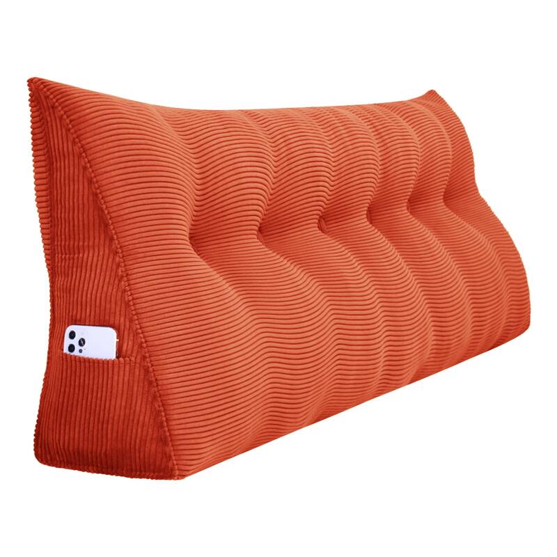 WOWMAX Large Reading Wedge Headboard Pillow for Bed Rest Back Support - California King - Rusty Orange