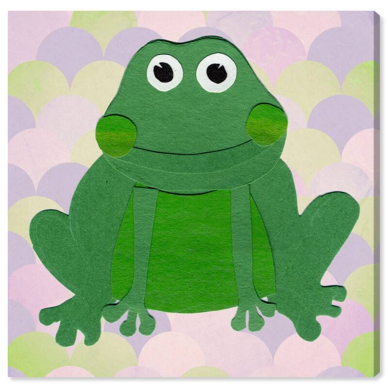Wynwood Studio Canvas Animals F for Frog Green and Dark Green Modern & Contemporary Wall Art Canvas Print