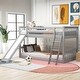 preview thumbnail 28 of 34, Modern Style Bunk Bed with Convertible Slide and Ladder Twin Grey