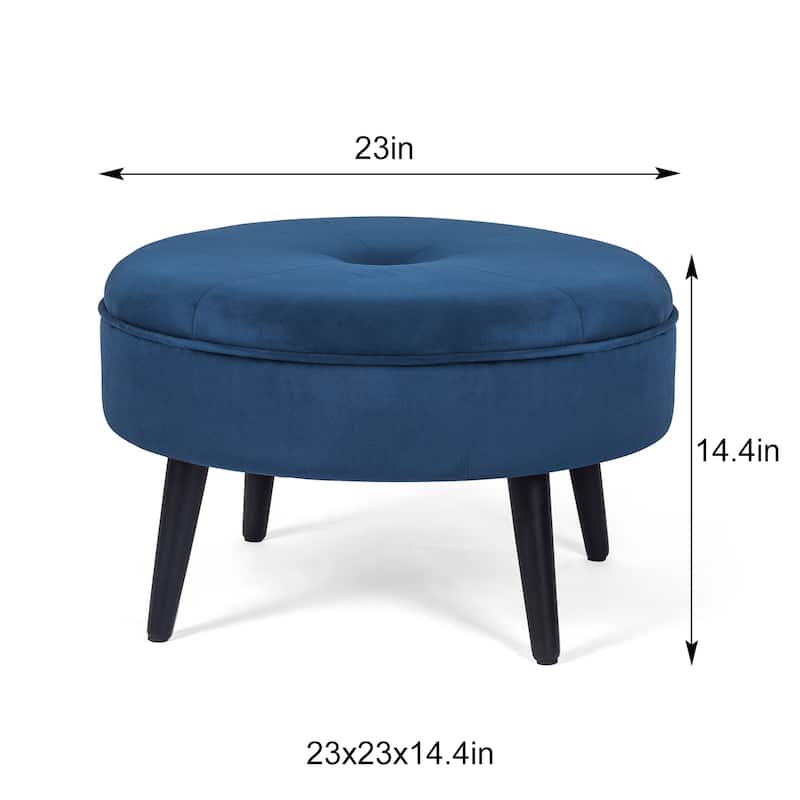 Carson Carrington Indnas Round Velvet Cocktail Coffee Table Ottoman