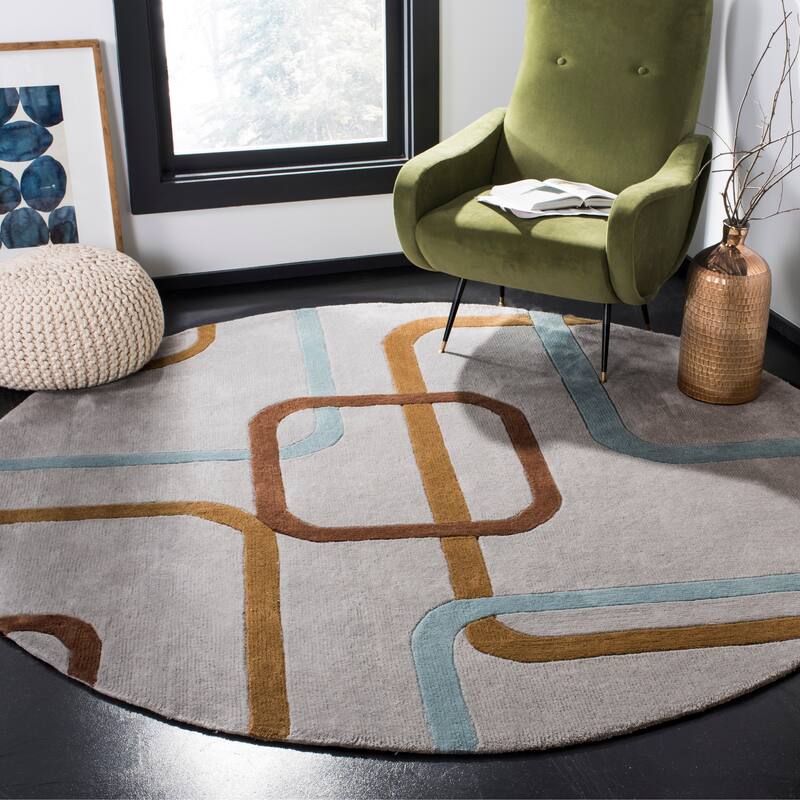 SAFAVIEH Handmade Modern Art Matthildi Modern Polyester Rug - 7' Round - Multi