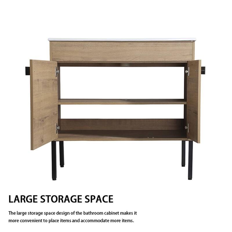 Beingnext 24"/30"/36" Bathroom Vanity with Sink, Freestanding or Floating Bathroom Vanity with 2 Doors and 1 Adjustable Shelf