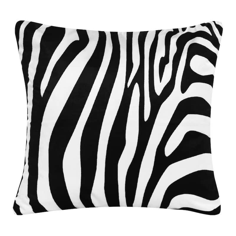 Sevita Handmade Black/White Animal Print Polyester Throw Pillow, 20" x 20"