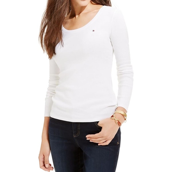 Tommy Hilfiger Womens Casual Top Long Sleeve Scoop Neck