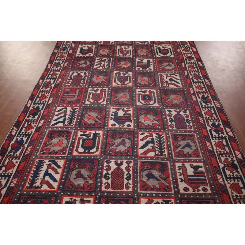 Handmade Garden Design Tribal Bakhtiari Persian Vintage Wool Carpet - 5'3"x 10'0"