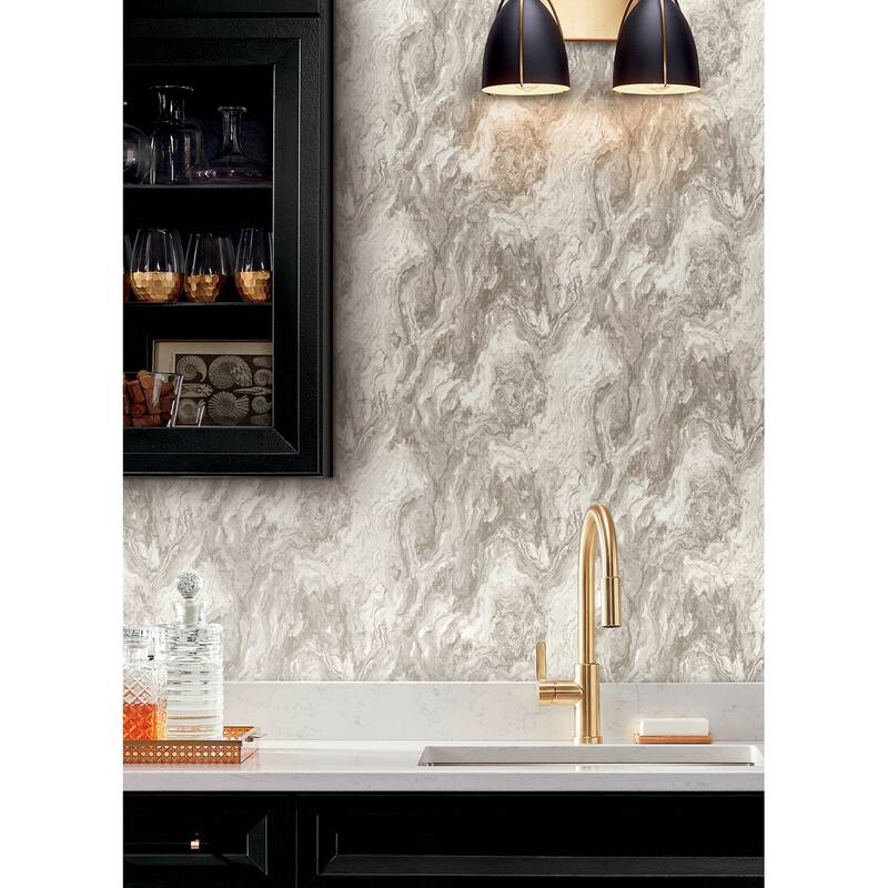Advantage Star Taupe Marble Wallpaper