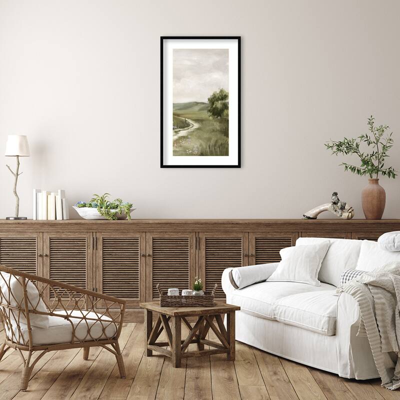 Path Through Tranquil Fields No. 2 by Luna Mavis Wood Framed Wall Art Print