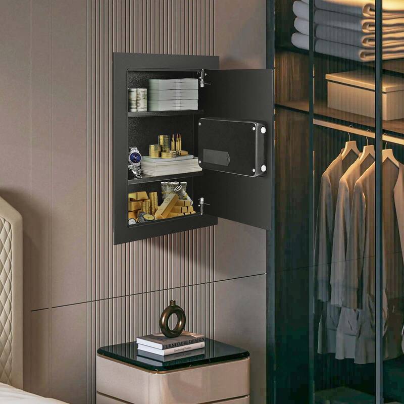 Costway 0.8CF Digital Flat Recessed Wall Safe Home Security Lock Gun