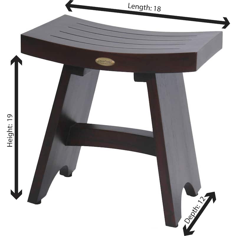 18" DecoTeak Serenity Eastern Style Teak Shower Bench Stool in Woodland Brown