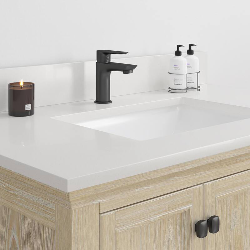 CRAFT + MAIN QZ37221R 37" Quartz Vanity Top with Backsplash and